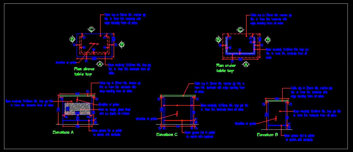 3'x2' Work Table Free DWG- Furniture Design for CAD